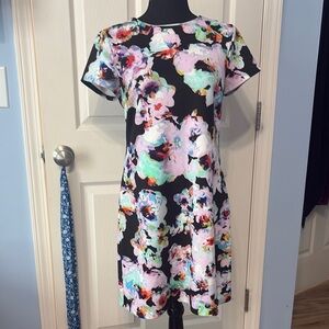 Neiman Marcus Black and Pink Sheath Mini Dress